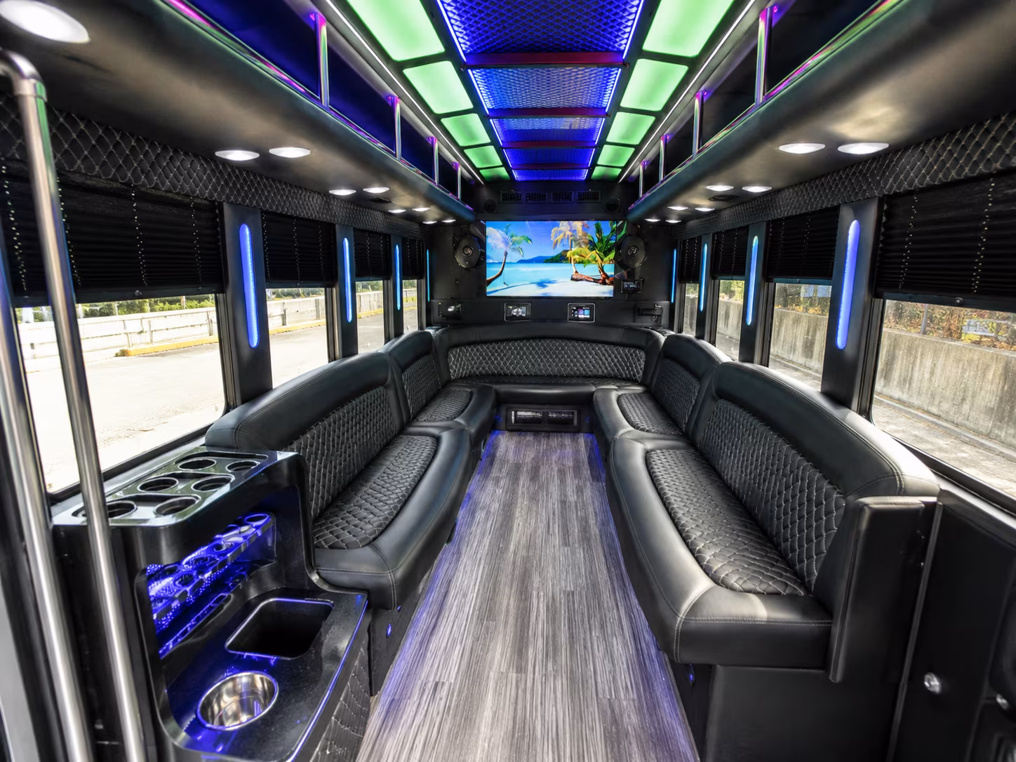 cape coral 18 passenger party bus inside