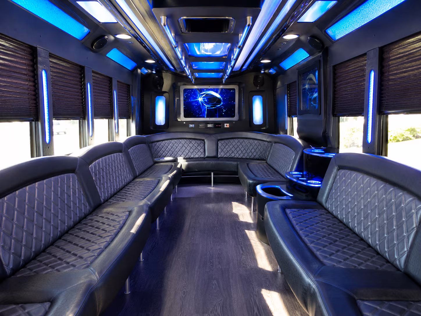 cape coral 28 passenger party bus inside
