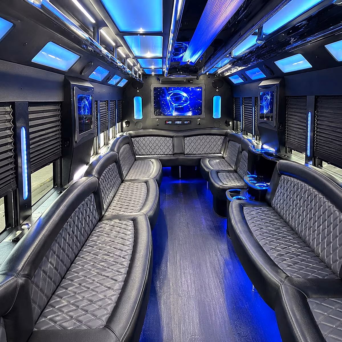 cape coral 50 passenger party bus interior